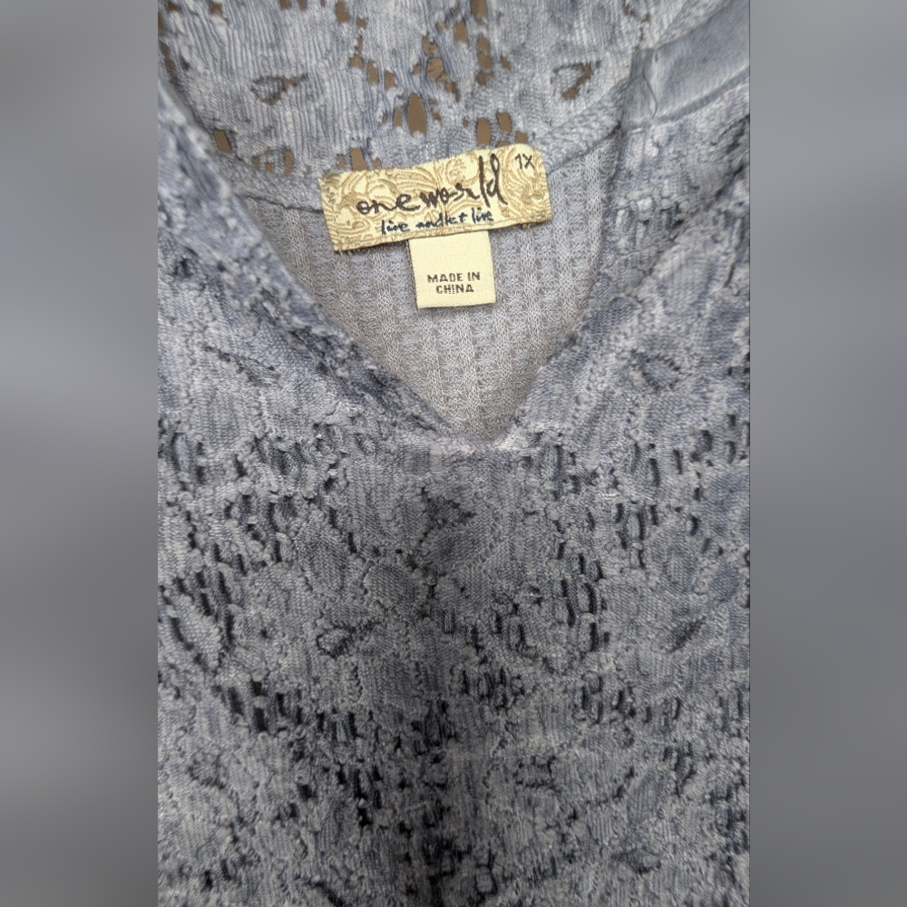 One World Women's‎ Gray Long sleeve Top 0066 - Picture 2 of 3